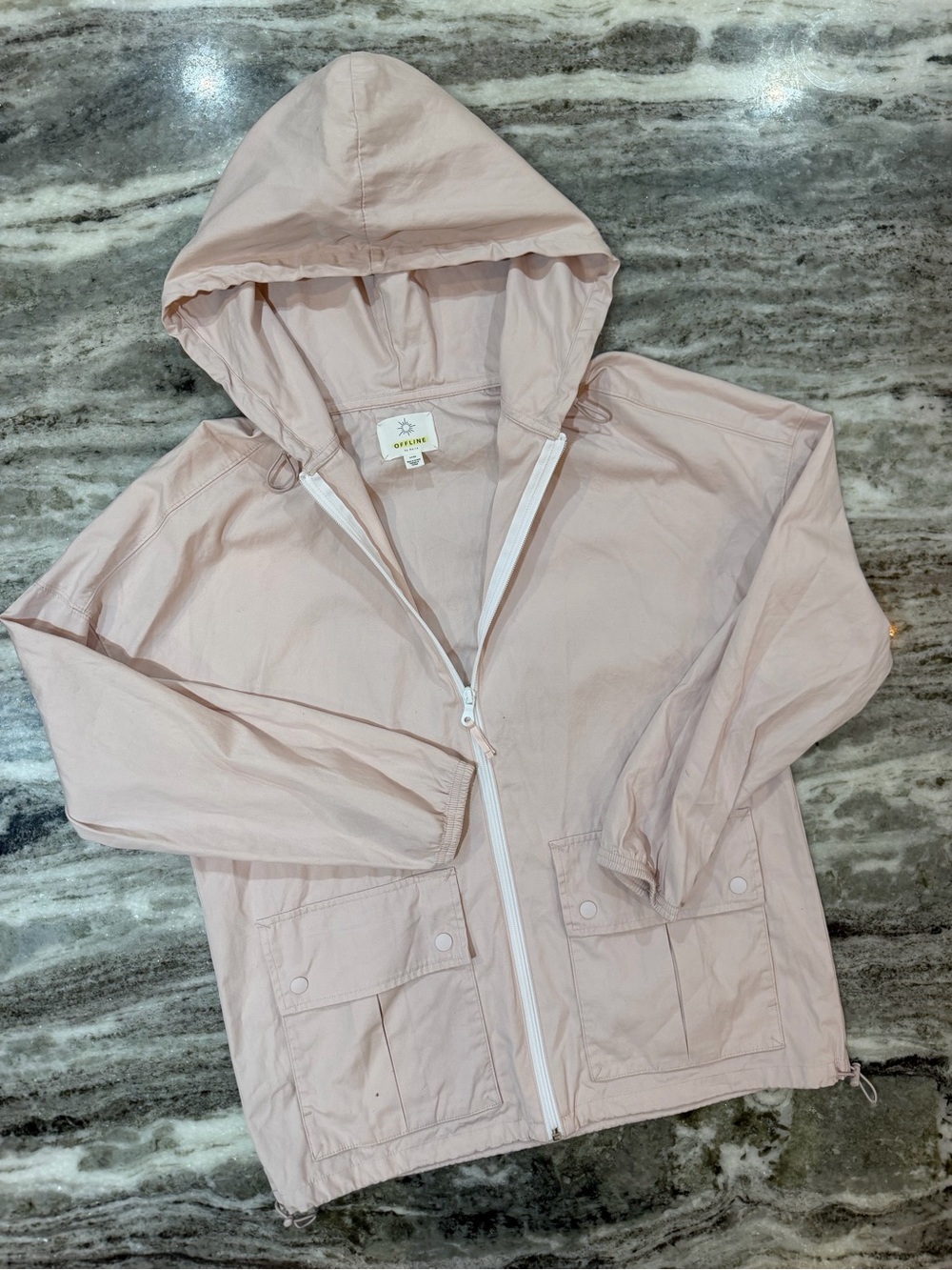 aerie Light Pink Hooded Rain Jacket